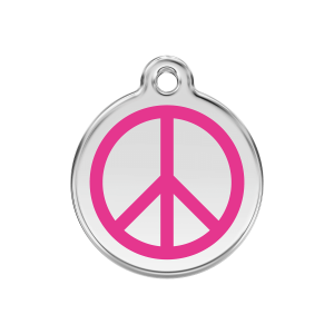 Médaille chien Paix rose vif taille M