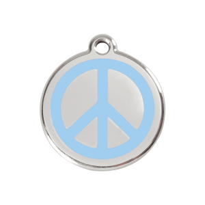 Médaille chien Paix bleu clair M émail et acier inoxydable
