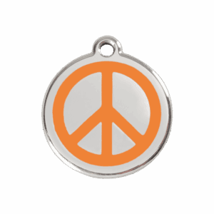 Médaille chien Paix orange taille M émail et acier inoxydable