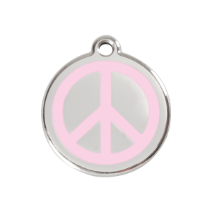 Médaille chien Paix rose taille M émail et acier inoxydable