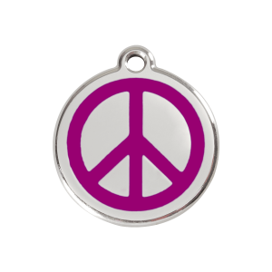 Médaille chien Paix violet taille M émail et acier inoxydable