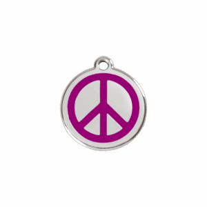 Médaille chat Paix S violet émail et acier inoxydable