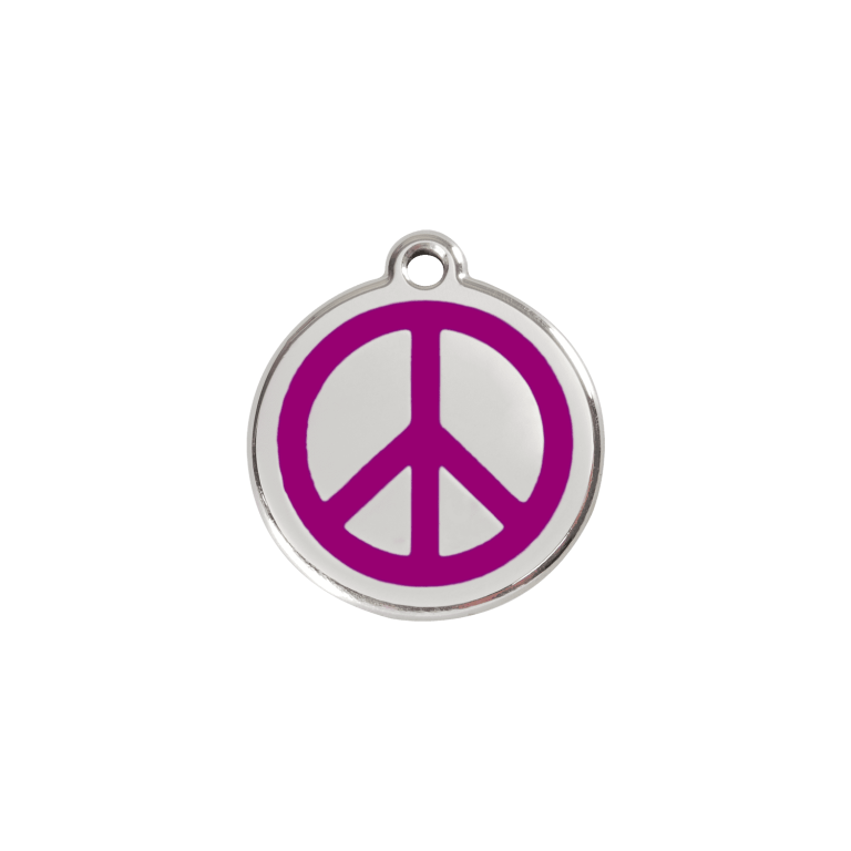 Vue avant - Médaille personnalisable pour chien/chat Red Dingo Émail/Acier inoxydable Violet - Taille S - Paix