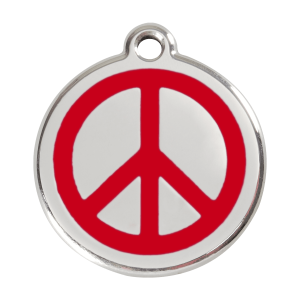 Médaille chien Paix rouge taille L émail et acier inoxydable