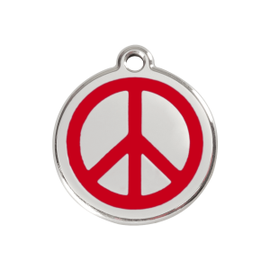 Médaille chien Paix rouge taille M émail et acier inoxydable