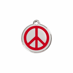Médaille chat S Paix rouge émail et acier inoxydable