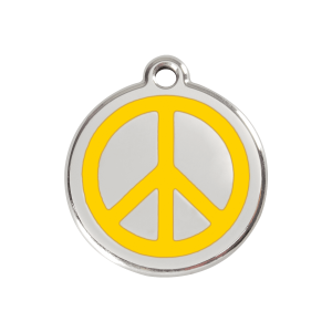 Médaille chien Paix jaune taille M émail et acier inoxydable
