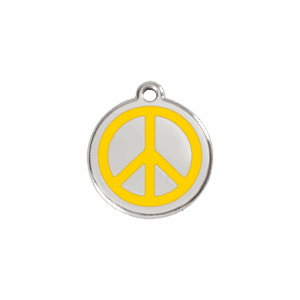 Médaille chat Paix jaune taille S émail et acier inoxydable