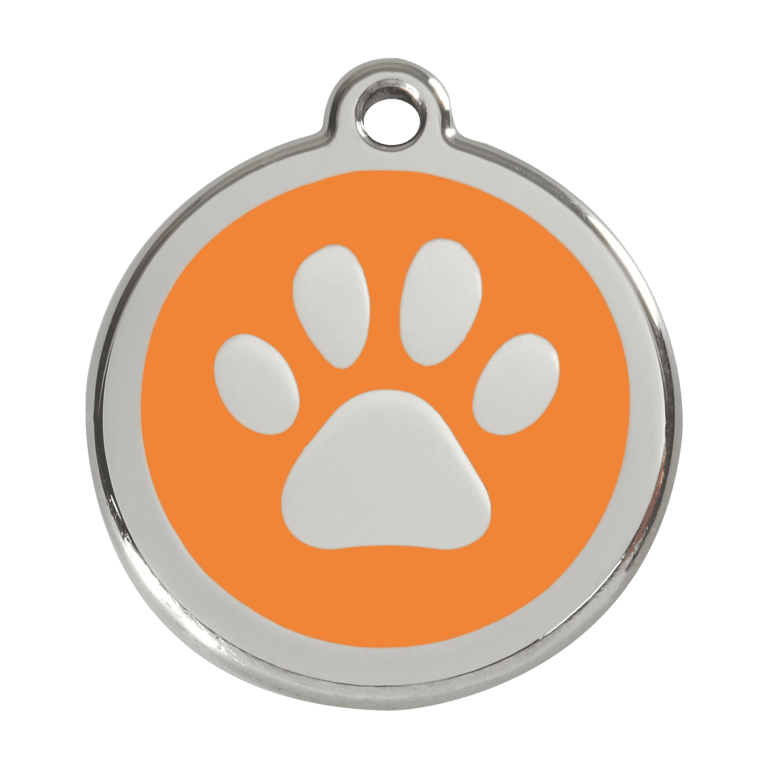 Vue avant - Médaille personnalisée pour chien Red Dingo Émail et acier inoxydable Orange L 38.00mm - Réf : 01-PP-OR-LG