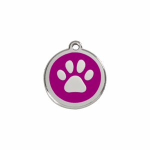 Médaille chat empreinte de patte violet S Red Dingo