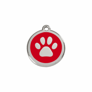 Médaille chat ou petit chien Empreinte de patte Rouge S