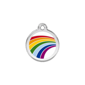 Médaille chat arc en ciel taille S émail et acier inoxydable