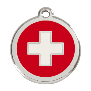 Médaille chien Croix Suisse rouge Taille L
