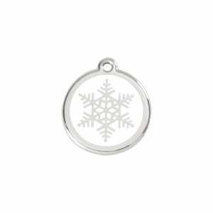 Médaille chat flocon de neige S émail et acier inoxydable