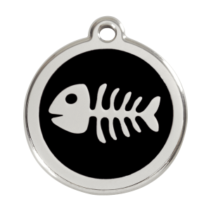 Médaille chien squelette de poisson noir - Taille L