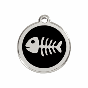 Médaille chien squelette de poisson noir Taille M