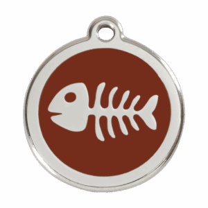 Médaille chien squelette de poisson brun Taille L