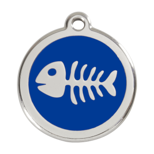 Médaille chien squelette de poisson bleu foncé - Taille L