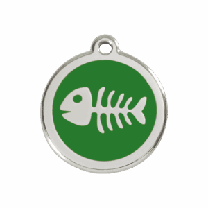 Médaille chien squelette de poisson vert Taille M