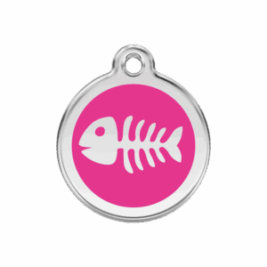 Médaille chien squelette de poisson rose vif Taille M