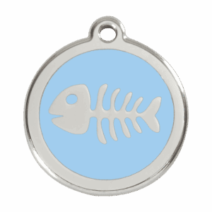 Médaille chien squelette de poisson bleu clair - Taille L