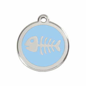 Médaille chien squelette de poisson bleu clair - Taille M