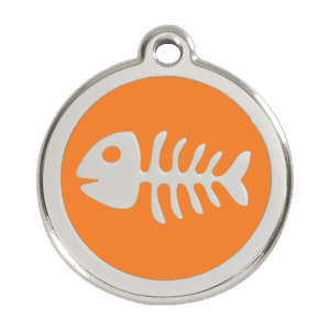 Médaille chien squelette de poisson orange - Taille L