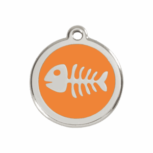 Médaille chien squelette de poisson orange - Taille M