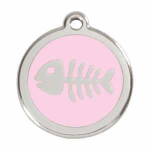 Médaille chien squelette de poisson rose Taille L