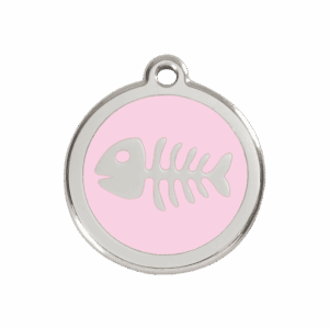 Médaille chien squelette de poisson rose Taille M