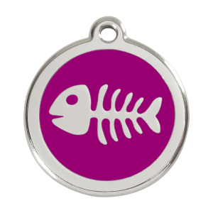 Médaille chien squelette de poisson violet - Taille L