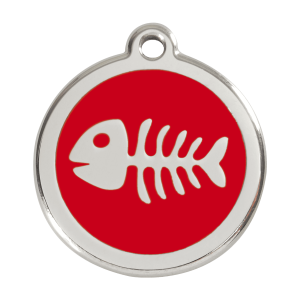 Médaille chien squelette de poisson rouge - Taille L