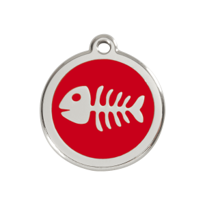 Médaille chien squelette de poisson rouge Taille M