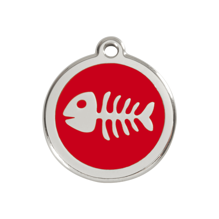 Vue avant - Médaille personnalisée Red Dingo Squelette de poisson Rouge Taille M