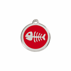 Médaille chat S Squelette de poisson rouge Red Dingo