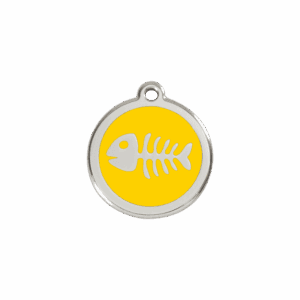 Médaille chat S squelette de poisson jaune Red Dingo