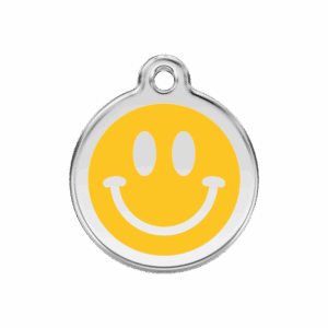 Médaille chien Smiley jaune M émail et acier inoxydable