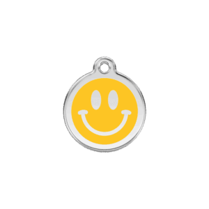 Médaille chat Smiley jaune S émail et acier inoxydable