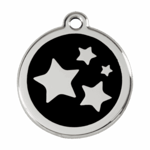 Médaille chien étoile noir L émail et acier inoxydable