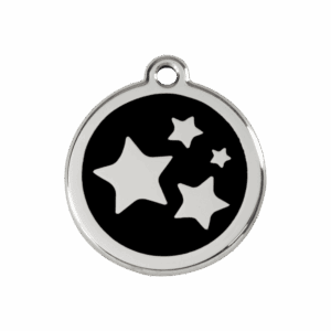 Médaille chien étoile noir M émail et acier inoxydable