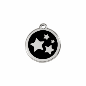 Médaille chat ou petit chien Émail et acier inoxydable - Motif étoile noir - Taille S
