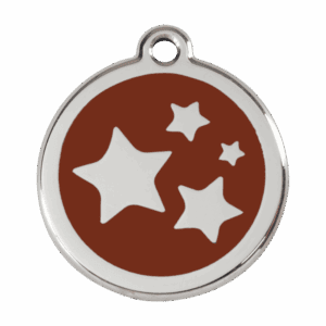 Médaille chien étoile brun L émail et acier inoxydable