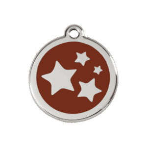 Médaille chien étoile brun M émail et acier inoxydable
