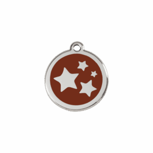 Médaille pour chat ou petit chien Émail et acier inoxydable - Motif étoile - Brun - Taille S