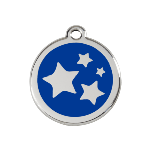 Médaille chien étoile bleu foncé M émail et acier inoxydable