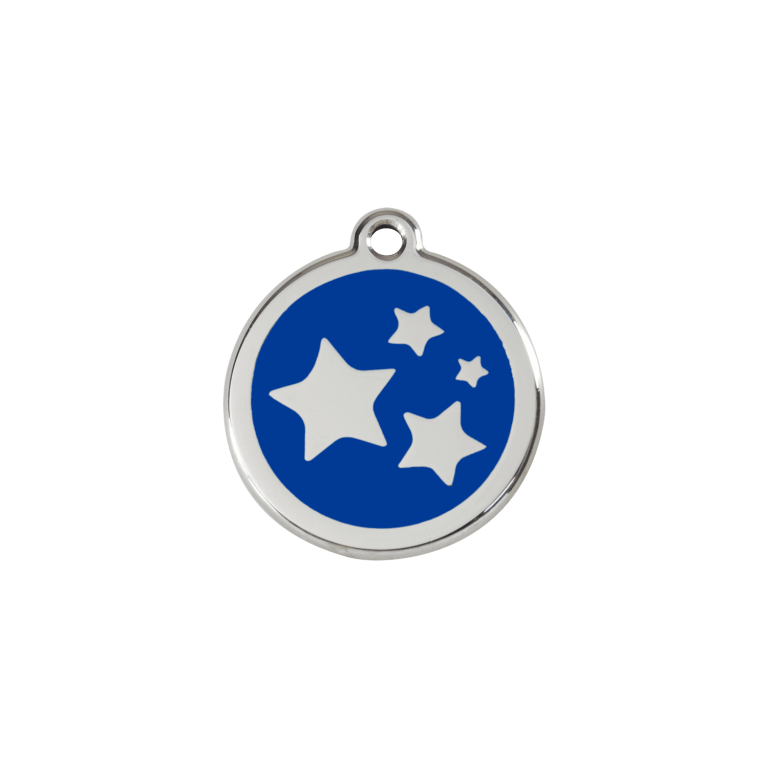 Vue avant - Médaille personnalisée pour chien/chat Red Dingo Émail/Acier inoxydable Bleu foncé - Taille S