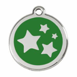 Médaille chien étoile vert L émail et acier inoxydable