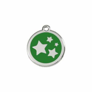 Médaille chat ou petit chien Émail et acier inoxydable - Motif étoile vert - Taille S