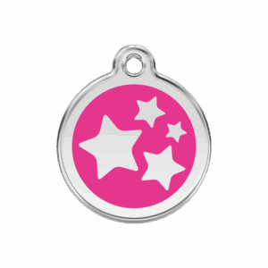 Médaille chien étoile rose vif Taille M