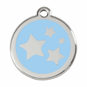 Médaille chien étoile bleu clair L émail et acier inoxydable